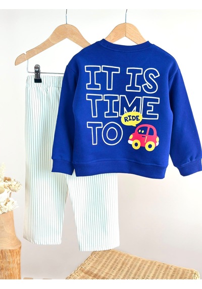 Elzo Collection Erkek Çocuk Ön Arka Araba Ve Yazı Baskılı Sweatshirt Çizgili Gabardin Denim Kot Alt Üst Takım Çok Renkli Elzo Collection Erkek Çocuk Ön Arka Araba Ve Yazı Baskılı Sweatshirt Çizgili Gabardin Denim Kot Alt Üst Takım Çok Renkli