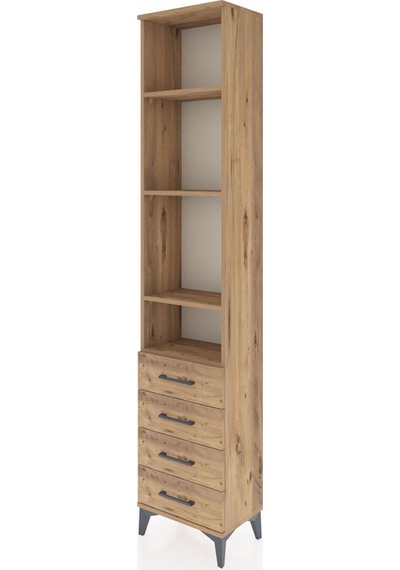 Arges Dolap 4 Raflı 4 Çekmeceli 44x30x221 Çam-çam Çam