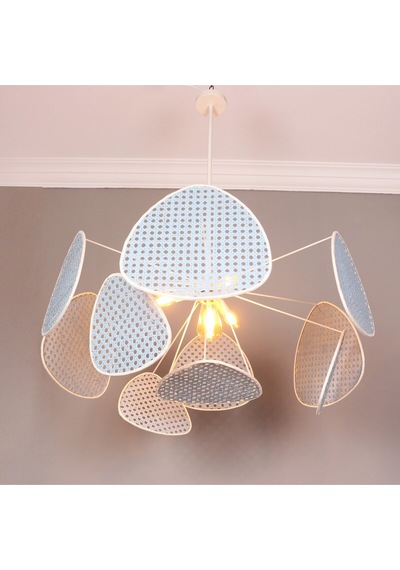 Bulut Mavi Doğal Hazeran Avize 75x35 Cm, 9+1 Yaprak Ve 3+1 Duylu 30 Cm Mavi