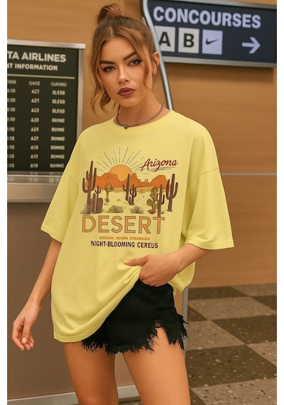 Desert Arızona Baskılı Unisex Tshırt Sari