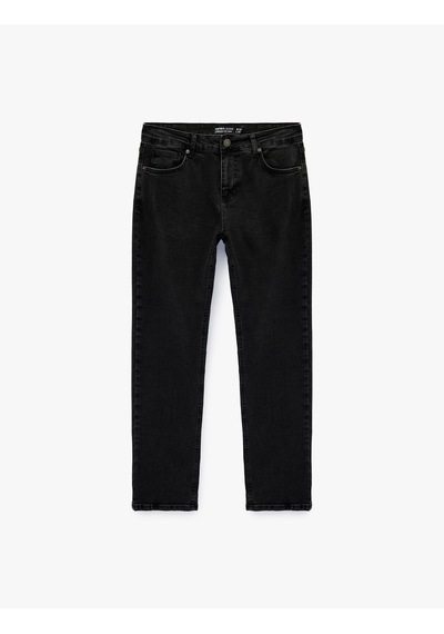 Koton Pamuklu Normal Bel Straight Fit Jean Pantolon - Mark Jean Siyah 6sam40148nd
