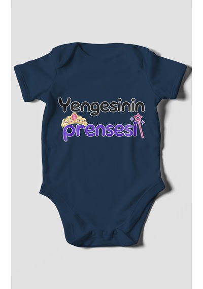 Morivokids Yengesinin Prensesi Kısa Kollu Bebek Body %100 Pamuk Lacivert