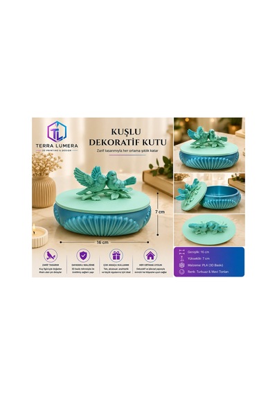 Kuş Figürlü Dekoratif Takı Kutusu 3d Baskı Mücevher Ve Aksesuar Saklama Kabı Çok Renkli