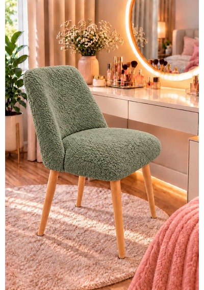 Arya Makyaj Masası Sandalyesi Teddy Kumaş Ahşap Ayaklı Dekoratif Sandalye Mutfak, Salon, Makyaj Pufu Ve Çalışma Sandalyesi Adaçayı Yeşili Arya Makyaj Masası Sandalyesi Teddy Kumaş Ahşap Ayaklı Dekoratif Sandalye Mutfak, Salon, Makyaj Pufu Ve Çalışma Sandalyesi Adaçayı Yeşili
