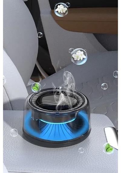 Exenar - Siyah - Otomatik Araç İçi Koku Makinesi Difüzörü Hava Nemlendirici Araç Parfümü Buharlı Şarjlı 800mah