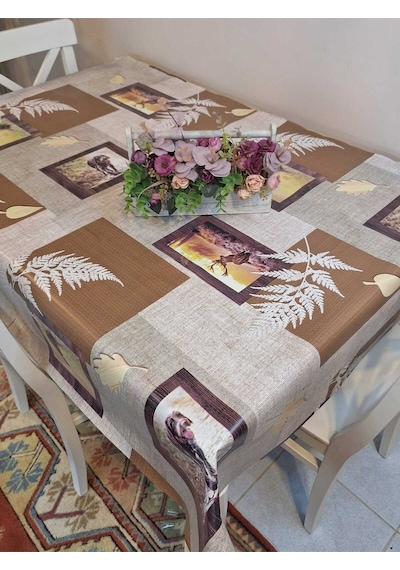 Elyaflı Pvc Masa Örtüsü Modern, Dayanıklı, Silinebilir Ve Şık Görünüm Mrl221 Kahverengi