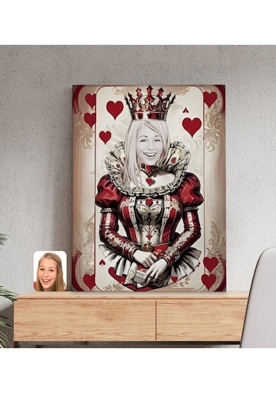 Bk Gift Kişiye Özel Maça Kızı Kraliçe Kanvas Tablo-2 50x70 , Sevgiliye Hediye, Arkadaşa Hediye Kobitmeyencom33358 Bk Gift