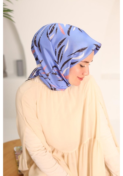 Silk Home Mavi Ekru Desenli Tivil İpek Eşarp 11432-57 Çok Renkli