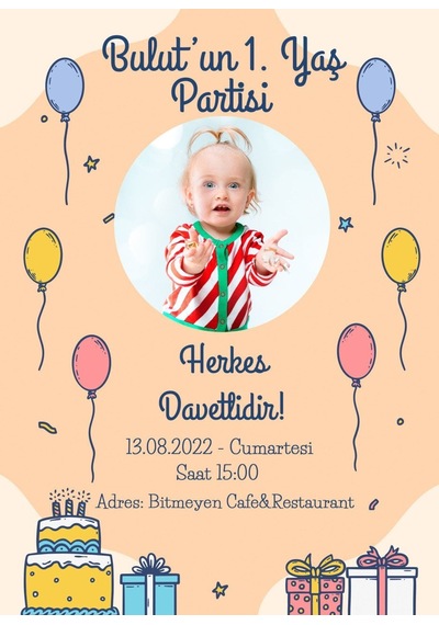 Bk Gift Kişiye Özel Bitmeyen Doğum Günü Davetiyesi Model 6