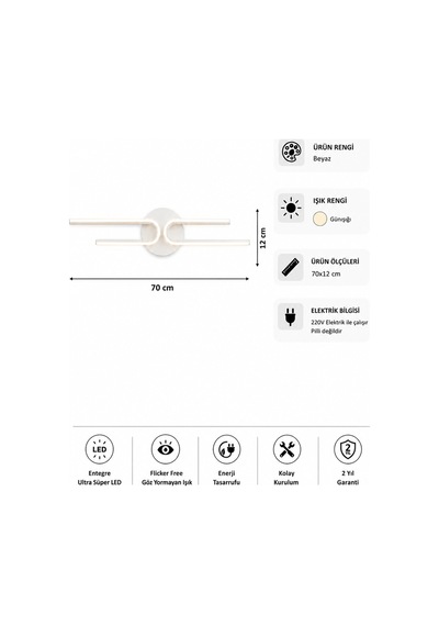 Mino Modern Led Duvar Apliği Günışığı Beyaz