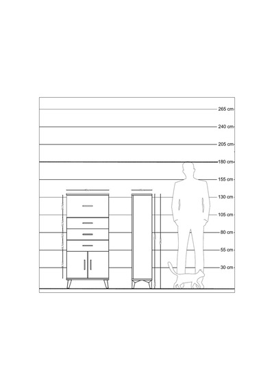 Arges Dolap 4 Çekmeceli 2 Kapaklı 60x30x134 Çam-çam Atlas Çam