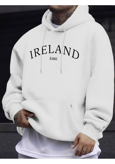 Startmore Startmoreirlanda Eire Mektup Yaratıcı Desen Uzun Kollu Tişörtü Erkek Sıcak Polar Kazak Rahat Sonbahar Beyaz