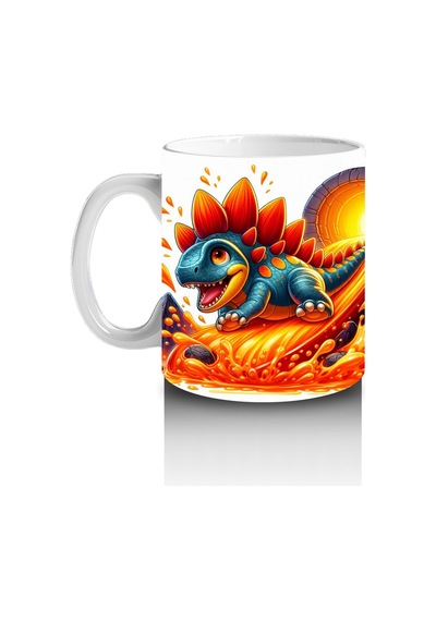 Çocuklara Sütü Sevdiren Volkanik Dinozorlar Kupa Bardak Renkli