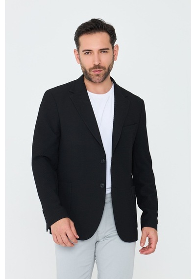 Siyah Mono Yaka Regular Fit Erkek Spor Ceket