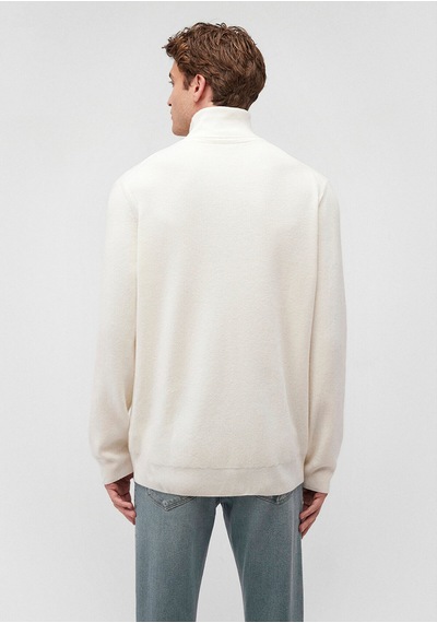 Mavi Boğazlı Beyaz Kazak Slim Fit / Dar Kesim 0710196-80194 Beyaz