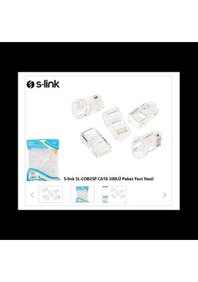 S-lınk Sl-cob25p, Rj45, Yeni Nesil Jac, Utp, Cat6, 100lü Paket