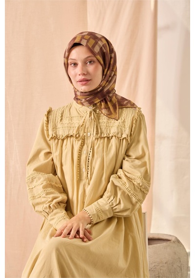 Silk Home Soft Eşarp 73096-10 Kahverengi, Krem, Acı Kahve, Hardal