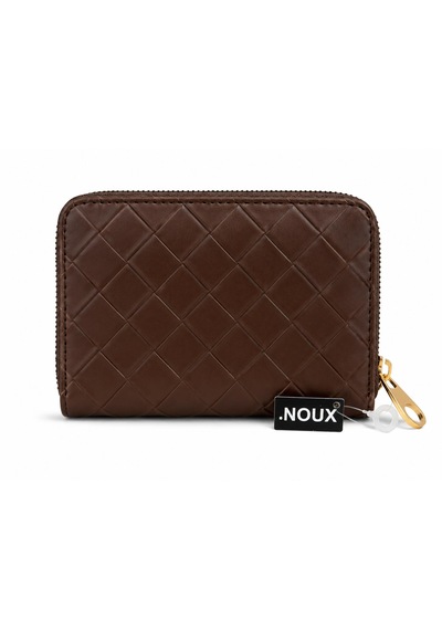 Noux Premium Örgü Desenli Fermuarlı Cüzdan Kahverengi