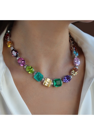 Swarovski Cubic Taşlı Gümüş Gerdanlık