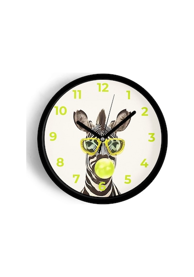 Zebra Tasarım Modern Duvar Saati - 30cm - Önü Camlı Siyah Kasa - Sessiz Mekanizma-jh0883 Siyah