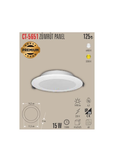 Ct-5651zümrüt Panelspot 10 Adet Beyaz