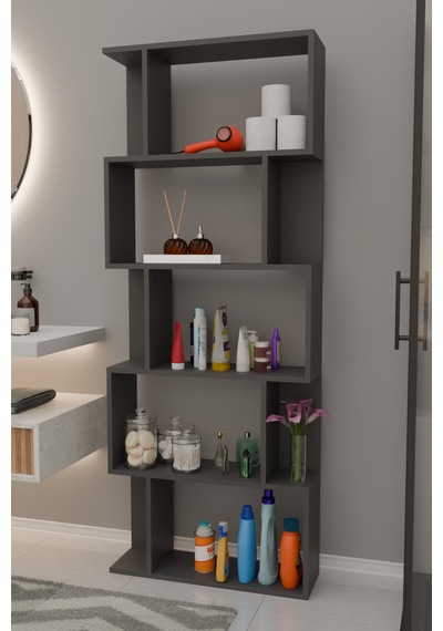 Scala 5 Raflı Banyo Dolabı Banyo Rafı Çok Amaçlı Dolap-antrasit Gri