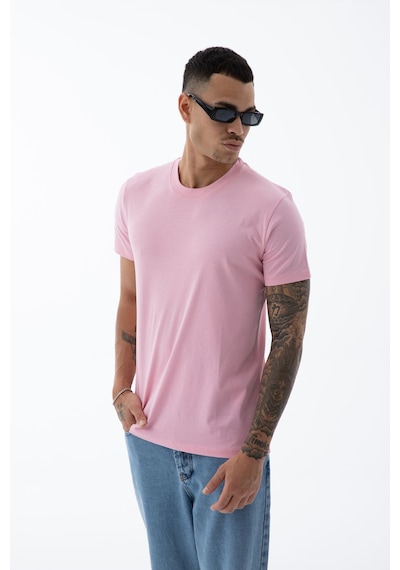 Erkek Pamuklu Kumaş Regular Fit Kesim Bisiklet Yaka T-shirt