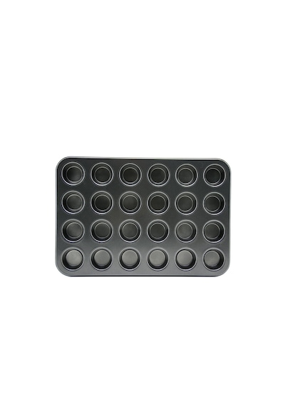 24 Gözlü Metal - Siyah Düz Muffin - Kek Kalıp 4915 12v