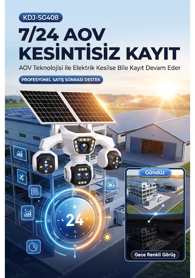 5 Kameralı 4g/e-sım Destekli 18x Zoom Ptz Güneş Enerjili Profesyonel Dış Mekân Güvenlik Kamerası 25gb