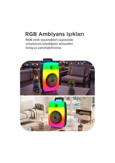 Özel Üretim Bluetooth Hoparlör Mikrofonlu Gts-1802 Siyah Ses Cihazı Parti Ürünü Müzik Aleti