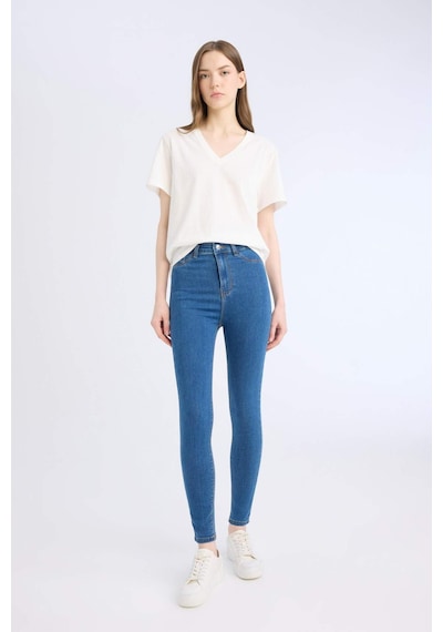 DeFacto -  Jegging Yüksek Bel Bilek Boy Dar Paça Basıc Jean Pantolon B7498AX24SP Mavi