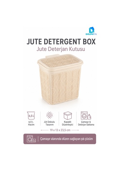 Jute Deterjanlık 6,5 L Plastik Temizlik Malzemesi Düzenleyici Mutfak Banyo Dolap İçi Organizer Bej