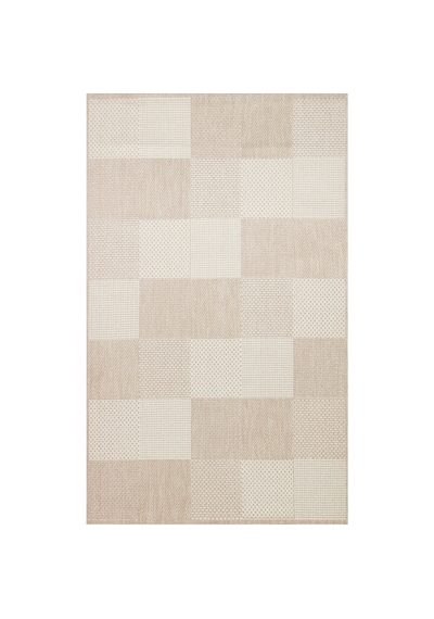 Mona Mn01 Geometrik Örgü Desenli Bej Modern Salon Halısı Hav Toz Vermez Kaymaz Tabanlı