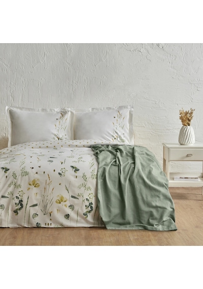 Karaca Home Herbal %100 Pamuk Çift Kişilik Nevresim Pike Set Beyaz
