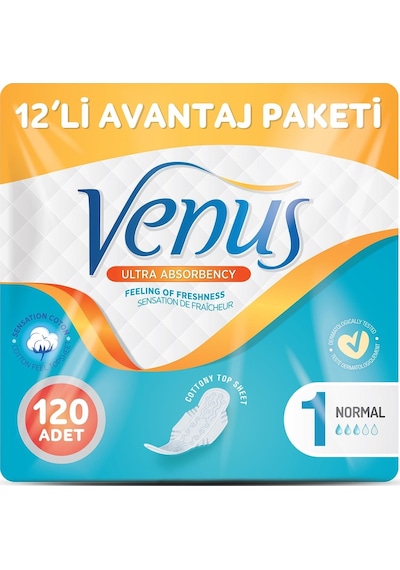 Venüs Hijyenik Ped Normal 120 Adet (12 Paket)