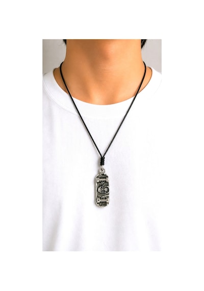 Kore İp Askılı Ve Krom Çelik Kaplamalı Unisex Tribal Kolye Kkrm-07 Gümüş9