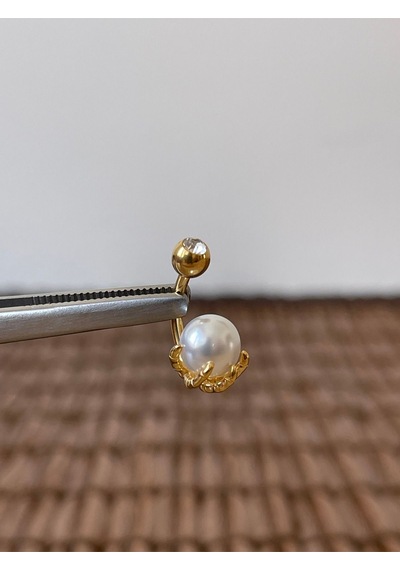 316 L Cerrahi Çelik Anti Alerjik 10 Mm İncili Pençe Model Göbek Piercingi Gümüş - Mor