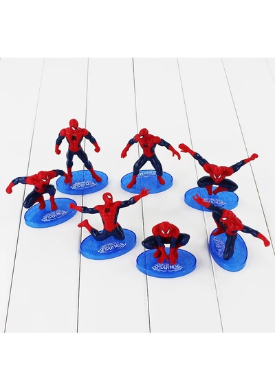 Spiderman Örümcek Adam Aksiyon Karakter Stantlı 7 Li Figür Koleksiyon