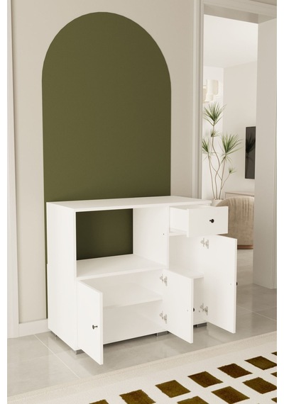 Kahve Köşesi 90 Cm Çok Amaçlı Dolap Mikrodalga Set Altı Mutfak Dolabı Alt Dolap Beyaz