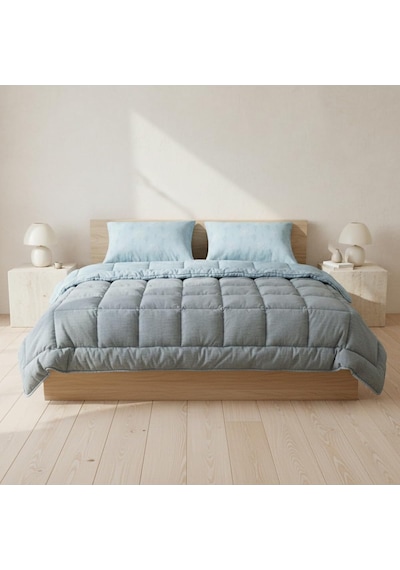 Tr Çift Kişilik Çift Taraflı Welsoft Comforter Yorgan Seti, Mavi, 195x215 Cm Genel