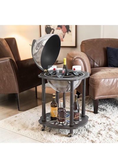 Z910noır Dekoratif Dünya Bar Zoffoli Büyük Boy Küre Bar Dolabı 95 Cm .