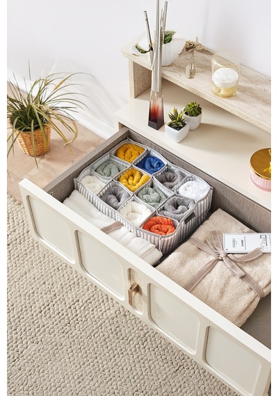 12 Bölmeli Çekmece İçi Organizer Standart Polyester Gri Tr Diğer