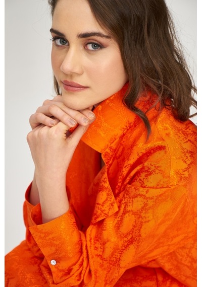 Serpil Exclusive Viskon Kumaştan İki Parçalı Kadın Takım Şık Ceket Ve Uzun Etek Kombini Orange