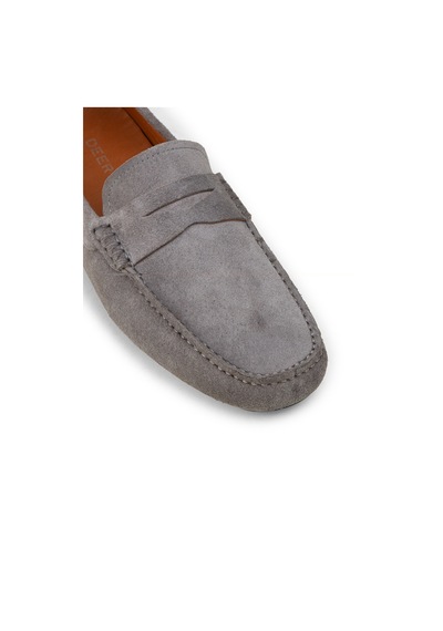 Deery Erkek Hakiki Süet Gri Penny Loafer - E0920mgrıc01