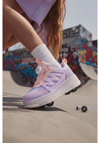 Muggo Sky Çocuk Işıklı Patenli Tekerlekli Sneaker Spor Ayakkabı Lila