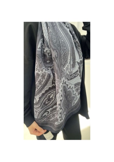 Ardün Hijab Retro Etnik Desen Soft Şal Siyah - 694981451 Siyah