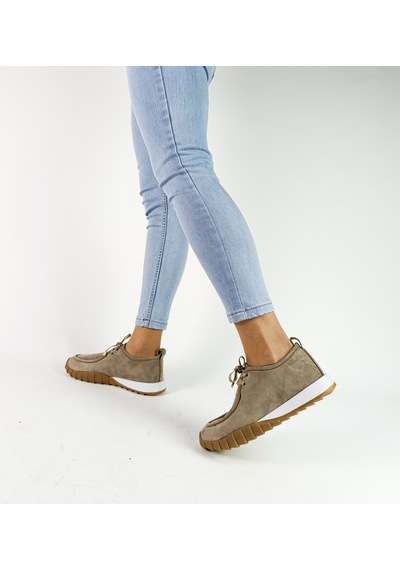Gdt Ayakkabı Bej Renk Süet Bağcıklı 36-37-38-39-40 Numara Kadın Sneaker Kahve