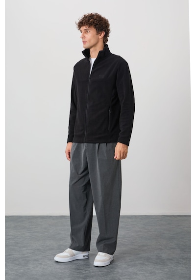 Air Jones Tommy Life Hardy Siyah Standart Kalıp Polar Erkek Sweatshirt - 88299 Siyah