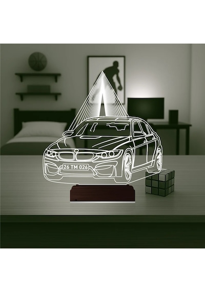 Luvivia Araba Otomobil Bmw Kişiye Özel 3d Lamba - Masa Gece Lambası Şeffaf