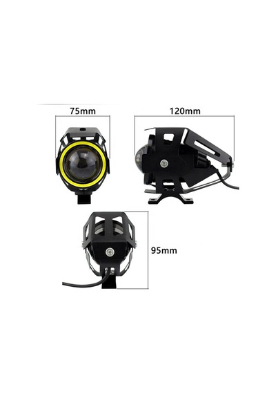 U7 Motosiklet Sis Farı Mercekli, Büyük Kafesli, Sarı Angel Işıklı Led
